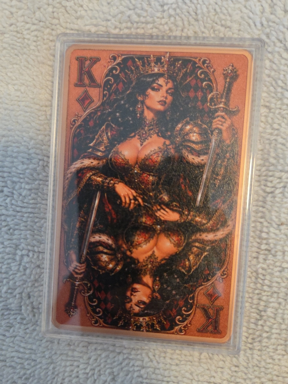 Playing Card Protective Sleeve — Orange King Design/5 Oz Copper